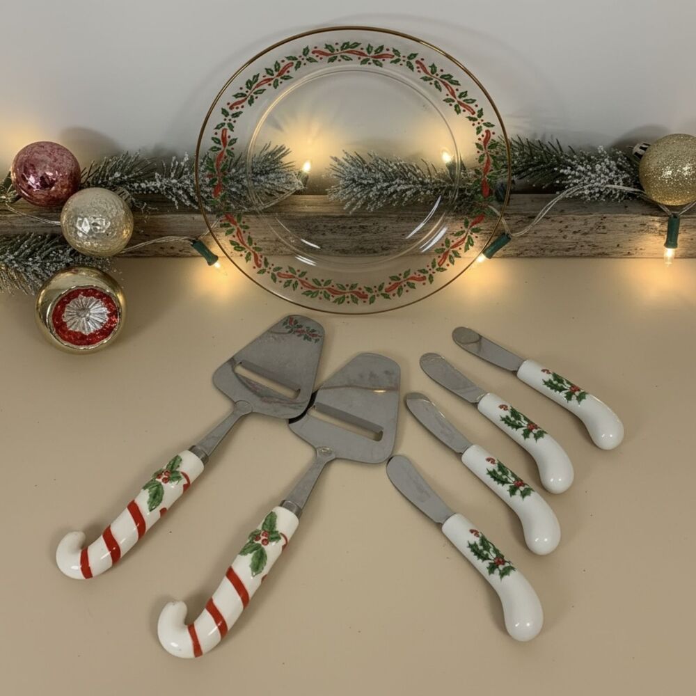 All the Trimmings Cheese Set Plate Slicer Spreader Charcuterie Holiday Display